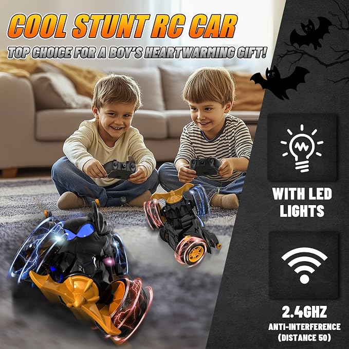 Remote Control Car for Boys - 360° Rotates and Flips 4WD Remote RC Stunt Cars for Kids, 2.4GHz RC Car with LED Lights, Easter Birthday Gift for Boy 3 4 5 6 7 8 9 13 Year Old