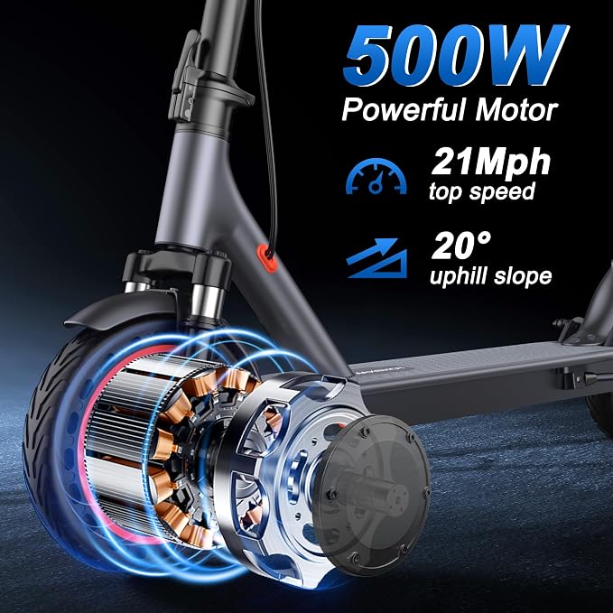 Maxshot Electric Scooter, 8.5" /10" /14" Tire, 16/19/22 Mph Top Speed, 12/16/21/27/28/49/50 Miles Long Range, Folding Escooter for Adults and Kids with Seat Bag, Dual Braking, Dual Suspension, App