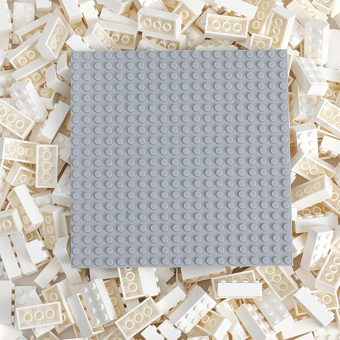 HUIZDQ 500 Piece Classic Building Bricks and 1 Gray Baseplate, 2x4 Bricks Bulk Creative Building Toys, Blocks Bulk for Kids Ages 6+, White(Small Bricks, 1.25x0.62x0.47 in)