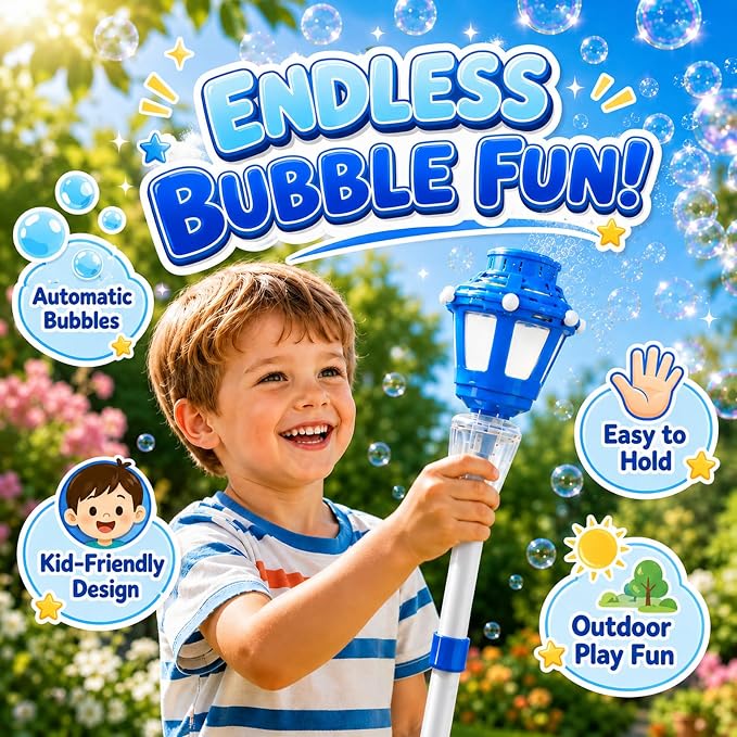 Bubble Machine with Light for Outdoor, Automatic Bubbles Blower Maker for Kids & Adults, Bubble Blower and Wand Toy, Battery Bubbles Blower Machine for Wedding Birthday Party