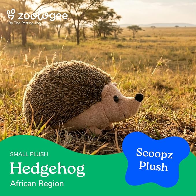 The Petting Zoo Hedgehog Stuffed Animal Plushie, Gifts for Kids, Scoopz Wildlife Animals, Hedgehog Plush Toy, 8 inches