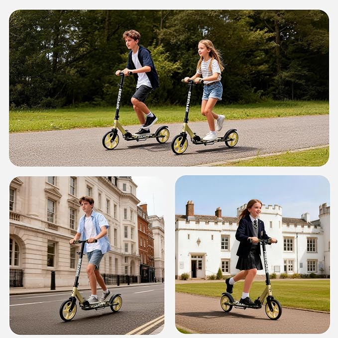 FREEDARE Kick Scooter for Kids & Adults Ages 8+, Foldable Teen Scooter with 2 Big 8-inch Wheels and 4-Level Adjustable Handlebar, Max Load 220 LBS