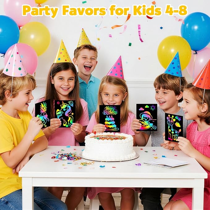 Rainbow Scratch Paper Art for Kids: 50PCS Magic Arts Crafts Gifts Toys for Girls Boys Ages 3-12 Games Activities for Birthday Party Family Day Classroom Prizes Easter Basket Stuffers(Girls)