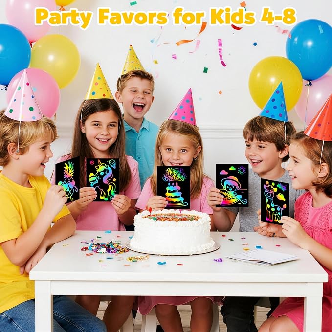 RMJOY Rainbow Scratch Paper Art for Kids: 50PCS Magic Arts Crafts Gifts Toys for Girls Boys Ages 3-12 Games Activities for Birthday Party Family Day Classroom Prizes Easter Basket Stuffers(Boys)