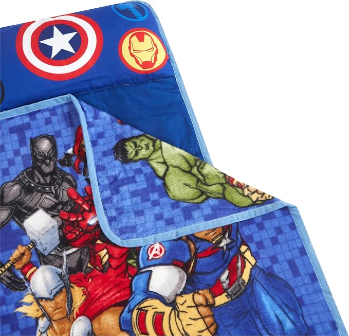 Super Soft Plush Toddler Quilted Nap Mat with Built in Blanket and Pillow