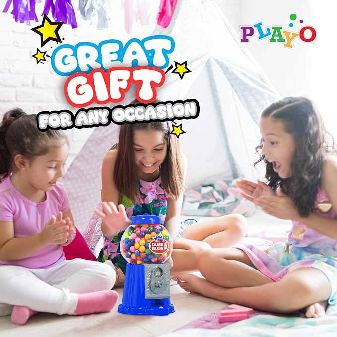 Gumball Machine for Kids 8.5" - Coin Operated Bubble Gum Machine and Toy Bank - Candy Machine Dispenser Includes 85 Gum Balls - Great Candy Dispenser Machine Gift Toys for Girls and Boys - 8.5" (Blue)