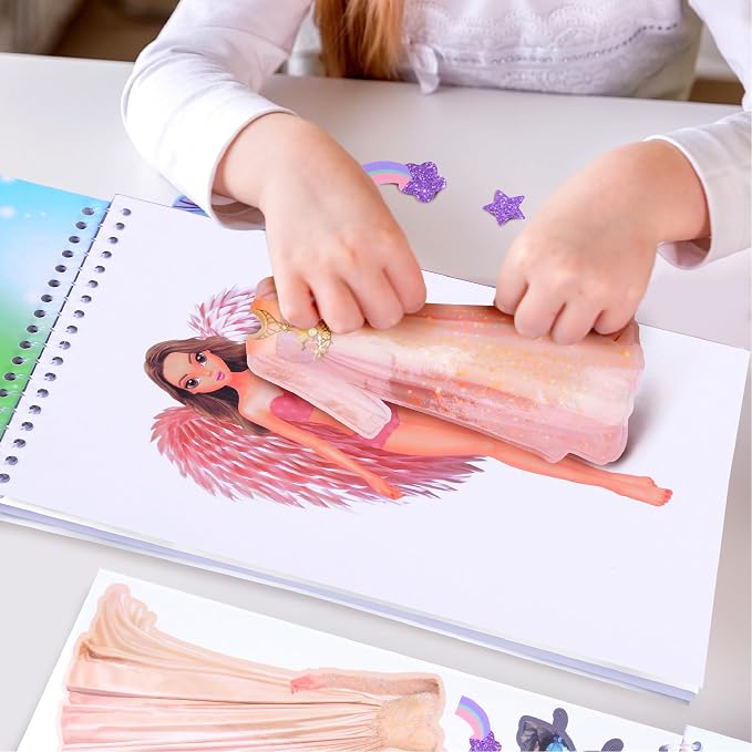 BSCOOL Angels & Fairies and Mermaid Sticker Dress Up Activity Book 2-Pack for Girls Ages 5+ – 200+ Stickers – Fantasy Paper Doll Books – Birthday Gift for Kids
