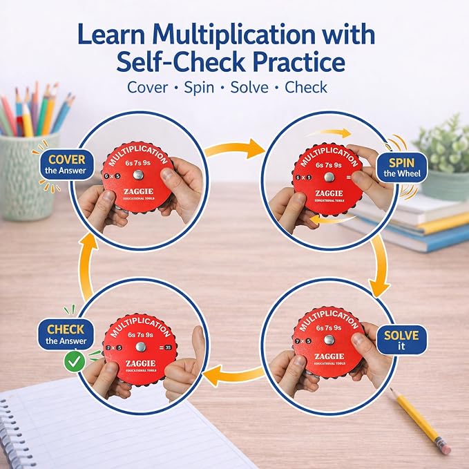 Multiplication Learning Spinner Wheel Math Fidget Toy for Kids – Up to 12×12, Fun Hands-On Educational Math Tool for Home & Classroom