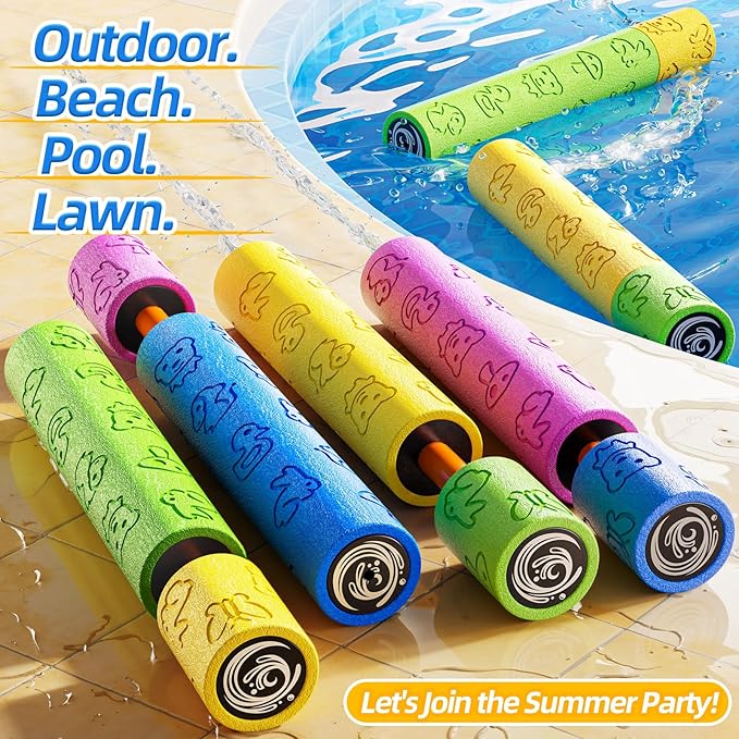 6 Pack Water Guns for Kids Adults, Pool Toy for Boys Girls Ages 4-8 8-12, Ideas Gift Toys for Summer Outdoor Swimming Pool Backyard Beach Water Game