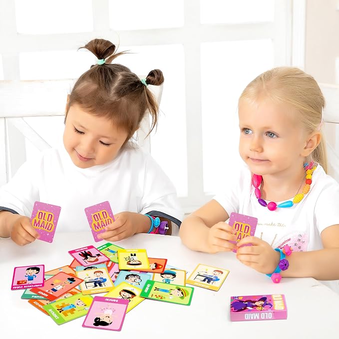 Kids Card Games, Go Fish Card Game, Old Maid Card Game, Card Games For Kids 4-8, Fun Educational Cards for Toddler 2-4 Years, Great for Family Table Travel Camping Party Classroom Games (2 Pack)