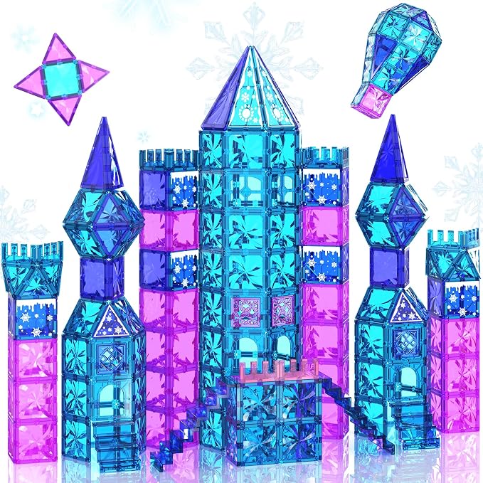 Paaxido Magnetic Tiles, 102 Pieces Diamond Magnetic Building Blocks for Girls, Princess Castle Kids Magnet Toys, STEM Educational Toys Gifts for Kids Toddlers Girls & Boys 3 4 5 6 7 8+ Year Old