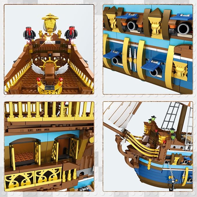JMBricklayer Pirate Ship Building Sets for Adults, Gorgeous Royal Fleet Ship with Tiered Design, Attractive Pirate Toys Building Blocks Pirate Ship Display, Gifts for Teens Adults(2830 Pieces)