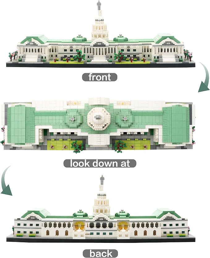 KLMEi United States Capitol Building Set for Adults, Architecture Sets, Famous Landmark Tiny Bricks Collection Kit, Presents for Teens Age of 14+ 3630 PCS