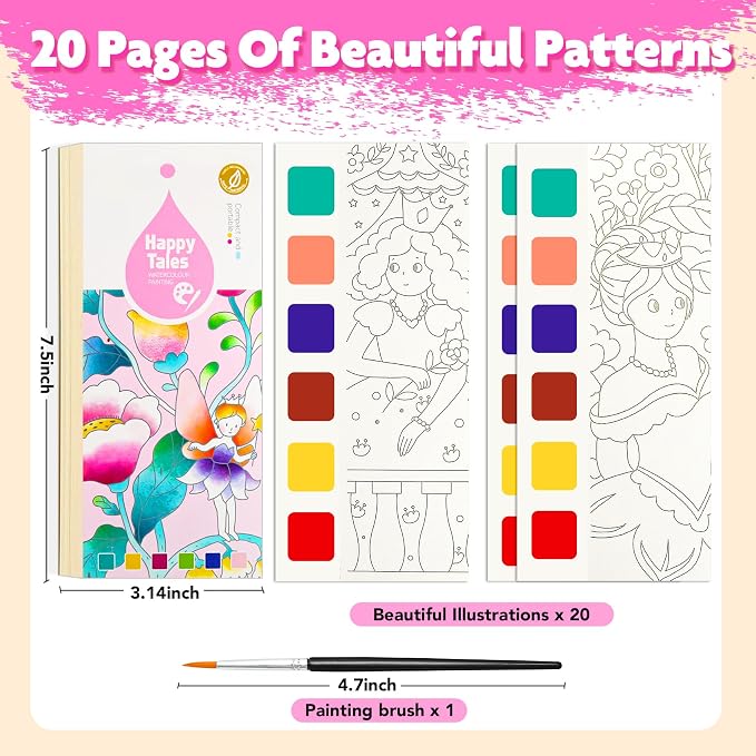 Water Coloring Book,Paint with Water Books for Kids Ages 3-5,Watercolor Painting Book for Toddlers 4-6,Creative Arts and Crafts & Airplane Travel Essentials for Boys Girls