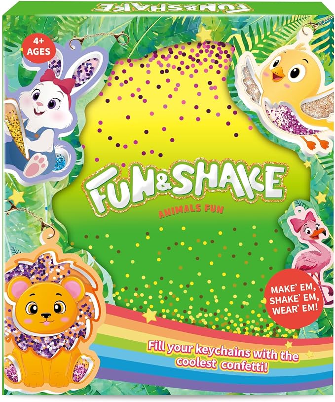 Artnedu Shake-its– Fun&Shake Kit de artesanato com Glitter para crianças, artes e artesanato de animais DIY com chaveiros,Creative Gift for Girls & Boys Ages 4, 5, 6, 7, 8, 9, 10