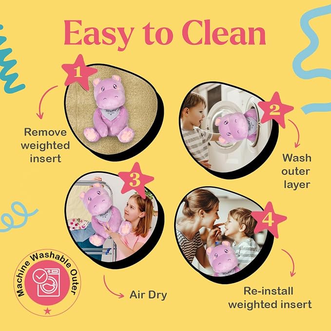 Lilly's Love Weighted Stuffed Animals for Adults & Kids — 5lb Calming Hippo Plush for Anxiety, ADHD & Sensory | Machine Washable Weighted Stuffed Animal w/Removable Insert | Henry The Hippo