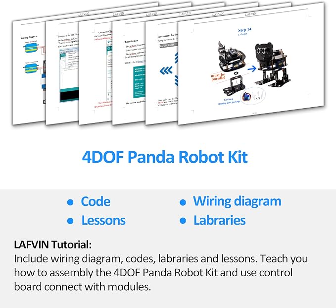 LAFVIN DIY 4-DOF Panda Robot Kit Programmable Dancing Robot Kit Support Android APP Control Compatible with Arduino IDE