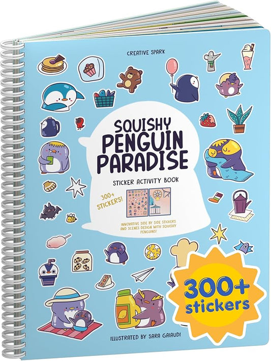 Penguin 300+ Kids Sticker Book by Cupkin Toddler Airplane Travel Coloring and Sticker Book, Road Trip Essentials, 8 Coloring Pages 8 Side by Side Scenes for Ages 2–8 Years