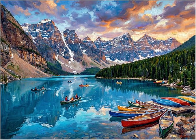 Moraine Lake Puzzles for Adults 1000 Pieces,Challenging Jigsaw Puzzles for Adults,Difficult Impossible Puzzle for Family Game Night,Recycled Paper Jigsaw Puzzle,Gifts for Parents Mother's Father's Day