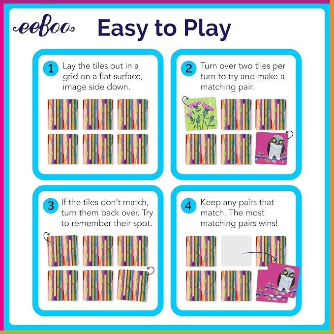 eeBoo: Memory and Matching Game - Life on Earth- 24 Pairs, Develops Recognition, Concentration, Memory & Vocabulary Skills, Age 3+