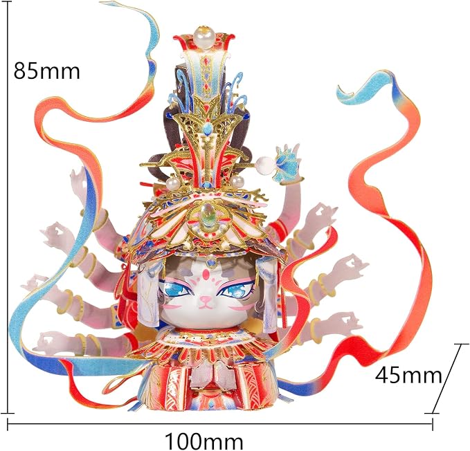 MU 3D Metal Puzzles Assembling Buddhist Kwan Yin Statue Kitty Cat Figures, Zen Gift Cultural Relic Replicas The Flying Apsaras Metal Model Kits Building, Hobby Collectables Presents Home Desk Decor