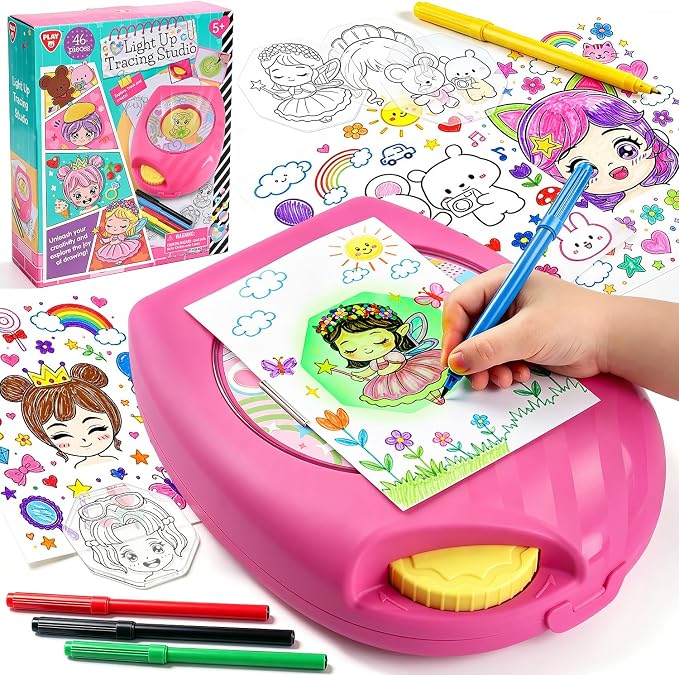 PLAY Light Up Tracing Pad for Toddlers, LED Drawing Tablet with Light Box, Portable Tracing Board Christmas Birthday Gift for Age 3+ Boys Girl