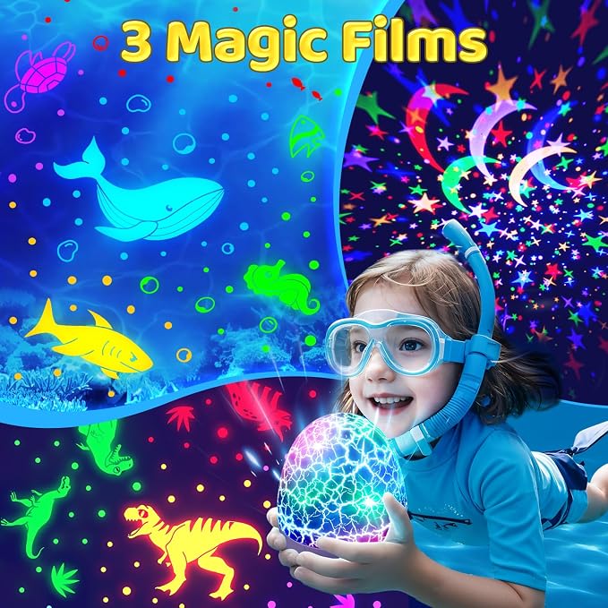 Staryou Sensory Lights Baby Sound Machine Night Light Projector Sensory Toys for Kids with Autism Fidget Toys for Kids 15 White Noise 3D Films 31Colors Night Light for Kids Toys for Boys 3-10