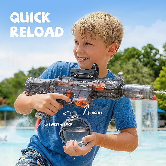 2 Pack Water Gun for Kids, Squirt Guns for Kids with LED Light & 25 FT Shooting Range, Large Capacity No Leak Water Gun, Summer Swimming Pool Beach Outdoor Water Fighting Parties Toys