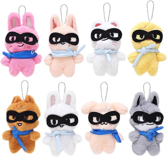 JUNG KOOK SKZ Plushies Skzoo 3RD Stuffed Animal Toy Skz Merch Fans Meeting Dolls with Sunglasses Removable for Fans (Team 8pcs)