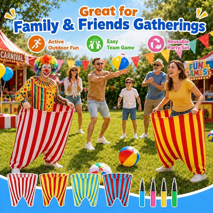 Granny Pants Yard Game,Giant Pants Outdoor Game,Oversized Pants Tossing Game with 24 Bouncy Balls and 4 Pumps Backyard & Outdoor Group Games for Family & Friends Gatherings