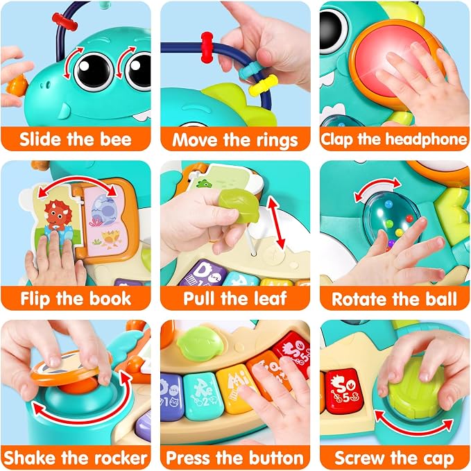 ITSFORU Baby Toys 6-12 Months Dinosaur Music Light Up Baby Piano Toys for 1 Year Old Boy Girl Early Learning Educational Piano Keyboard Infant Toys for 12 18 Months Baby Toy 1 Year Old Boys Girls Gift