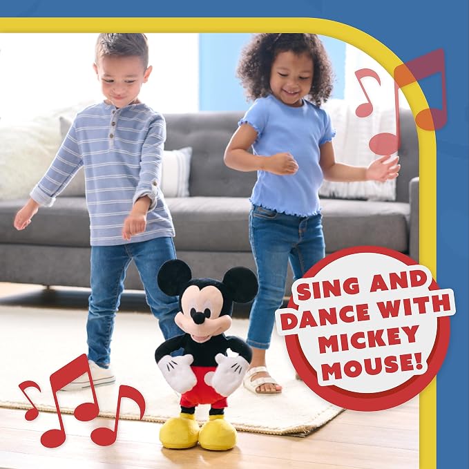 Disney Junior Mickey Mouse Hot Diggity Dance Mickey Feature Plush Stuffed Animal, Motion, Sounds, and Games, Kids Toys for Ages 3 Up by Just Play