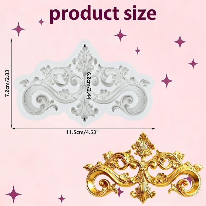 Baroque Curlicues Scroll Lace Silicone Mold Vintage Relief Flower Lace Filigree Polymer Clay Molds for DIY Crafts Epoxy Resin Casting Air Dry Polymer Clay Plaster Jewelry Making