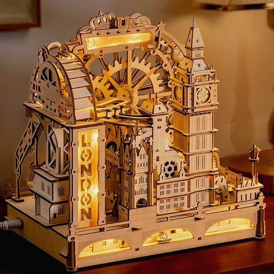 ROKR 3D Wooden Marble Run Puzzle for Adults, London Themed Mechanical Model Building Kits, 431 Pcs DIY Construction Toy, Brain Teaser Gift for Teens & Adults