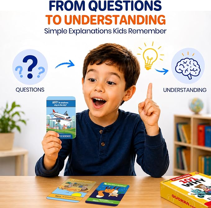 QUOKKA 101 WHY Card Games for Kids Ages 4-8 – Flash Cards for Kids with Simple Explanations & Fun Facts – Educational Games About Science, Nature, Space, Body Topics – Family and Classroom Activity