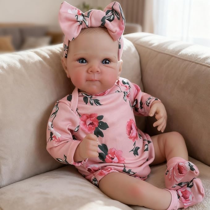 FOCKOF Realistic Reborn Baby Dolls - 18 Inch Real Life Baby Doll Girl Lifelike with Accessories for 3+ Years Old (Red)