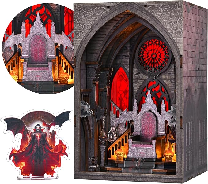 MiniCity DIY Book Nook Kit, Tiny House with LED, DIY Dollhouse Miniature Kit for Adults Teen, Mini House Building kit, 3D Wooden Craft Mini Model Kit (Throne of Blood)