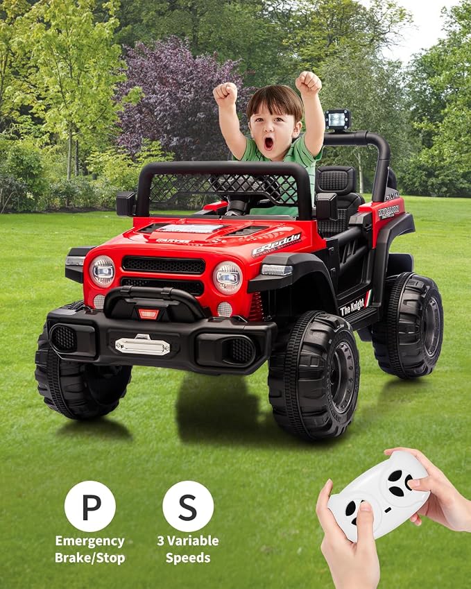 GarveeLife 12V Kids Ride On Car, 2 Seater Electric Toy Car for Toddlers and Children, Ride On Toys with Parent Remote Control, Battery-Powered w/Music & LED Lights