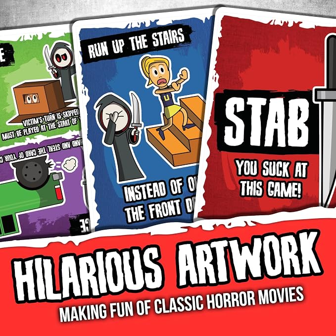 Don't Get Stabbed!: The Party Game Where You Get to Kill Your Family and Friends (for Pretend). Exciting Card Game for Adults and Horror Gift for Scary Movie Fans. Great for Halloween.