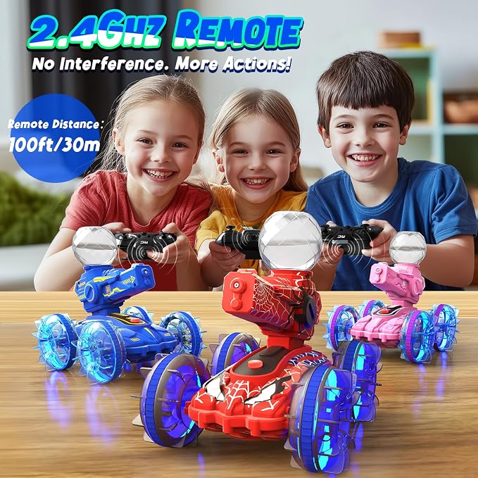 Amphibious Remote Control Car for Boys Kids - 4WD Amphibious 2.4 GHz 360°Rotation RC Cars - Water and Land RC Stunt Car Toy for 5 6 7 8 9 10 Year Old Boys Girls Christmas Birthday Gifts