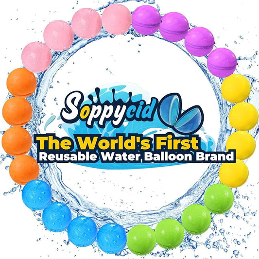 Reusable Water Balloons 24PCS - Summer Water Toys for Pool Beach & Outdoor, Self-Sealing Refillable Water Bombs for Kids Ages 3-14, Magnetic Splash Balls for Kids Fun Games & Activities