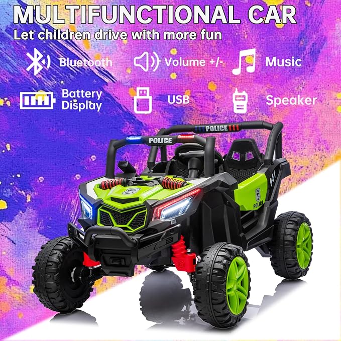 4WD UTV 24V Ride On Toys for Big Kids Ride On 2 Seater Ride On Toys Kids | 2 Seater Ride On Car for Kids Side-by-Side UTV Electric Cars for Kids Electric Ride Car Ride On Toys for Kids 4-8
