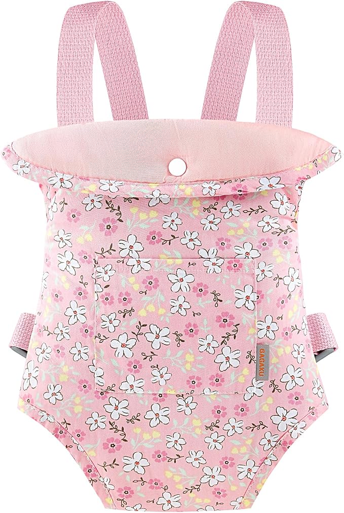 GAGAKU Baby Doll Carrier for Little Girls, Reborn Doll Accessories for Toddlers 3+ Years Old, Kids Toy Baby Dolls Carrier - Pink - Helleborus