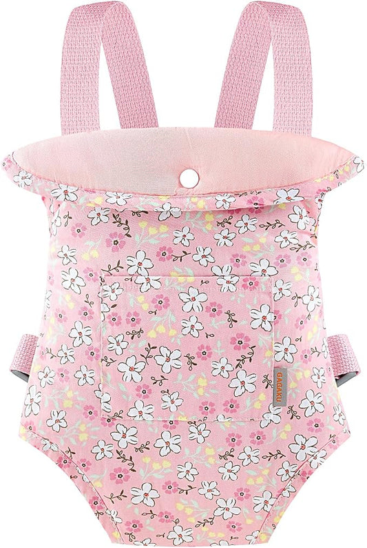 GAGAKU Baby Doll Carrier for Little Girls, Reborn Doll Accessories for Toddlers 3+ Years Old, Kids Toy Baby Dolls Carrier - Pink - Helleborus