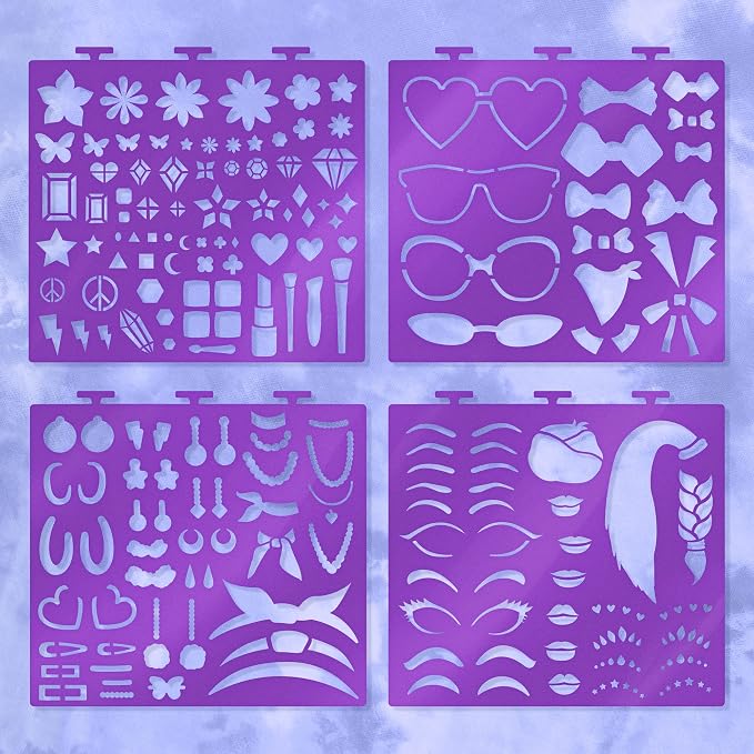 Fashion Angels Make-up & Hair Design Sketch Portfolio, Includes 40 Sketch Sheets, 4 Stencil Sheets & Stickers, Sketchbook for Beginners & Kids Ages 6+