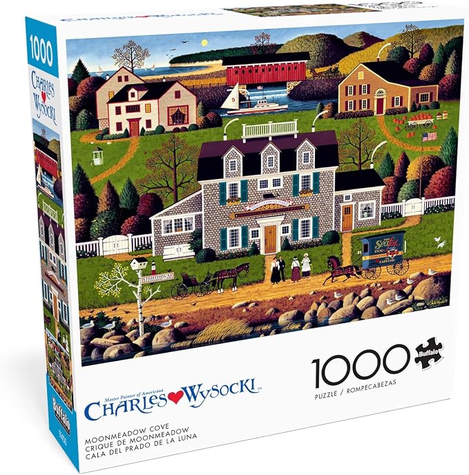 Buffalo Games Charles Wysocki Moonmeadow Cove 1000 Piece Jigsaw Puzzle - 26.75 x 19.75 in, Poster Included - Adult Jigsaw Puzzles - High-Resolution Artwork - Relaxing Family Time