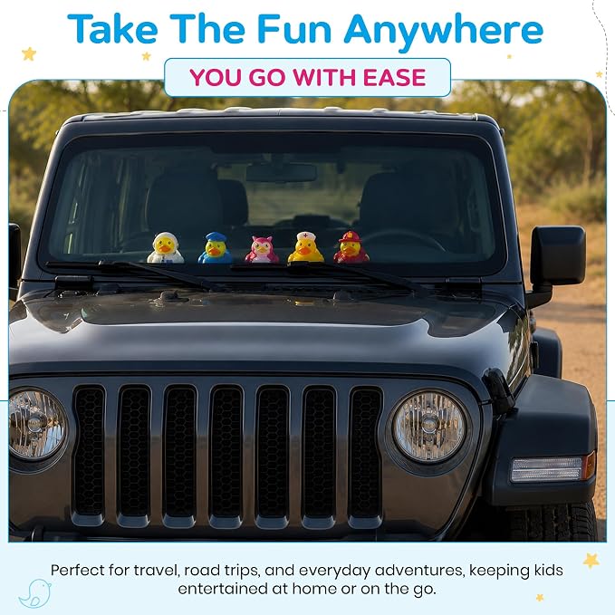 Kangaroo 50 Pcs Mini Rubber Ducks Bulk Jeep Ducks for Ducking– Floating Baby Bath Toys for Kids & Toddlers, Small Duckies for Pool Parties, Summer Party Favors Bulk, Baby Showers