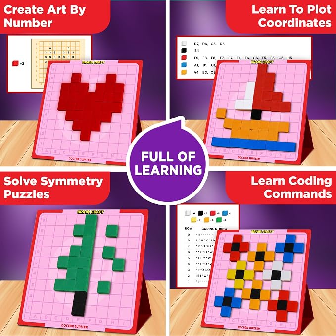 Doctor Jupiter My First STEM Pixel Art Kit for Girls | Learning & Educational Coding Basics for Girls| Building Toys, Montessori Toy, Math Puzzle with 100+ Challenges
