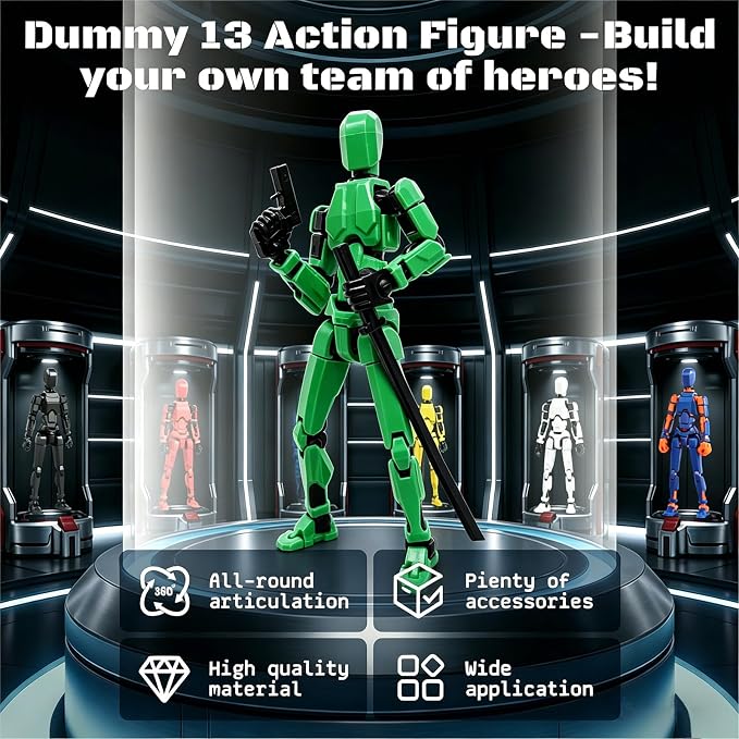 8 Packs T13 Action Figure Set (Assembly Completed), 3D Printed Multi-Jointed Movable Dummy 13，Titan13 Action Figure, Action Figure Desktop Decorations for Game Lovers Toy, Christmas Birthday Gift