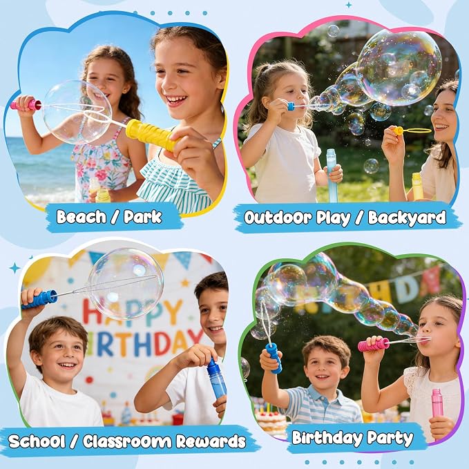 EagleStone 24 PCS 14.6" Giant Bubble Wands for Kids, 6 Color Long Bubble Sticks Bulk, Big Bubble Maker Outdoor Summer Toys for Toddlers, Easter Basket Stuffers, Birthday Party Favors, Carnival Prizes